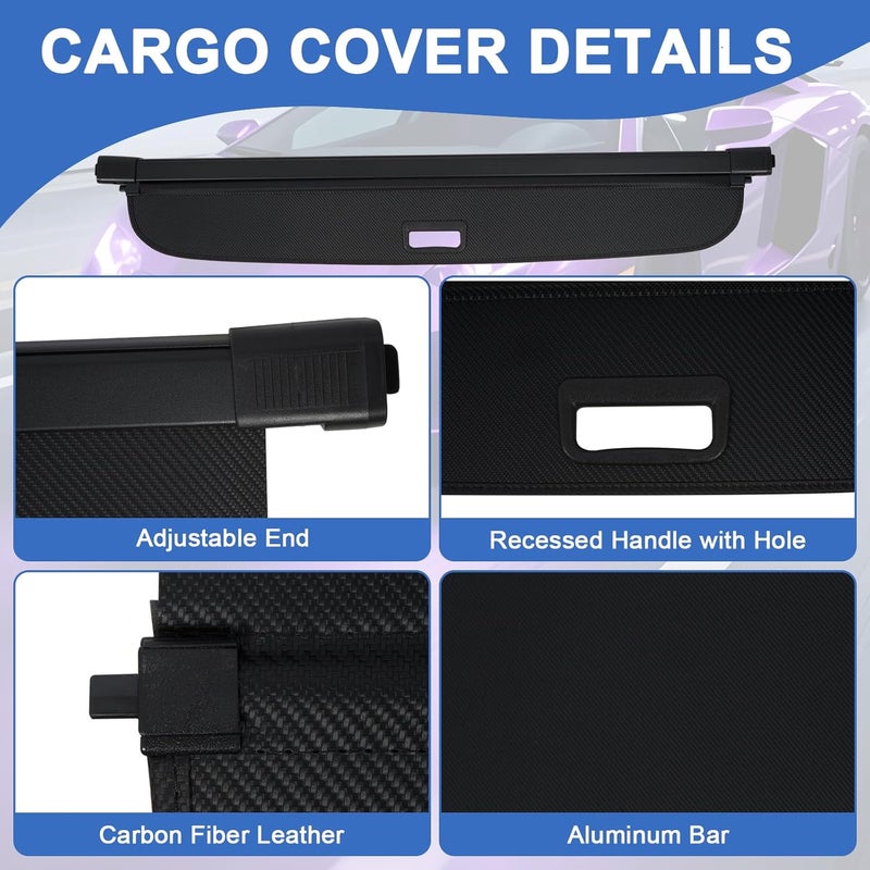 NTLTPYY Cargo Cover for Lincoln Nautilus 2024-2025 l4 2.0L - Waterproof Tear Accessories-Resistant Carbon Fibe Trunk Cover, Car Retractable Cargo Cover, Anti-Peeping Luggage Privacy Shield - Image 5